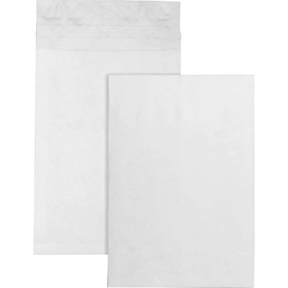 Survivor&reg; 12 x 16 x 2 DuPont Tyvek Expansion Mailers with Self-Seal Closure - Expansion - 12" Width x 16" Length - 2" Gusset - 18 lb - Peel & Seal - Tyvek - 100 / Carton - White. Picture 1