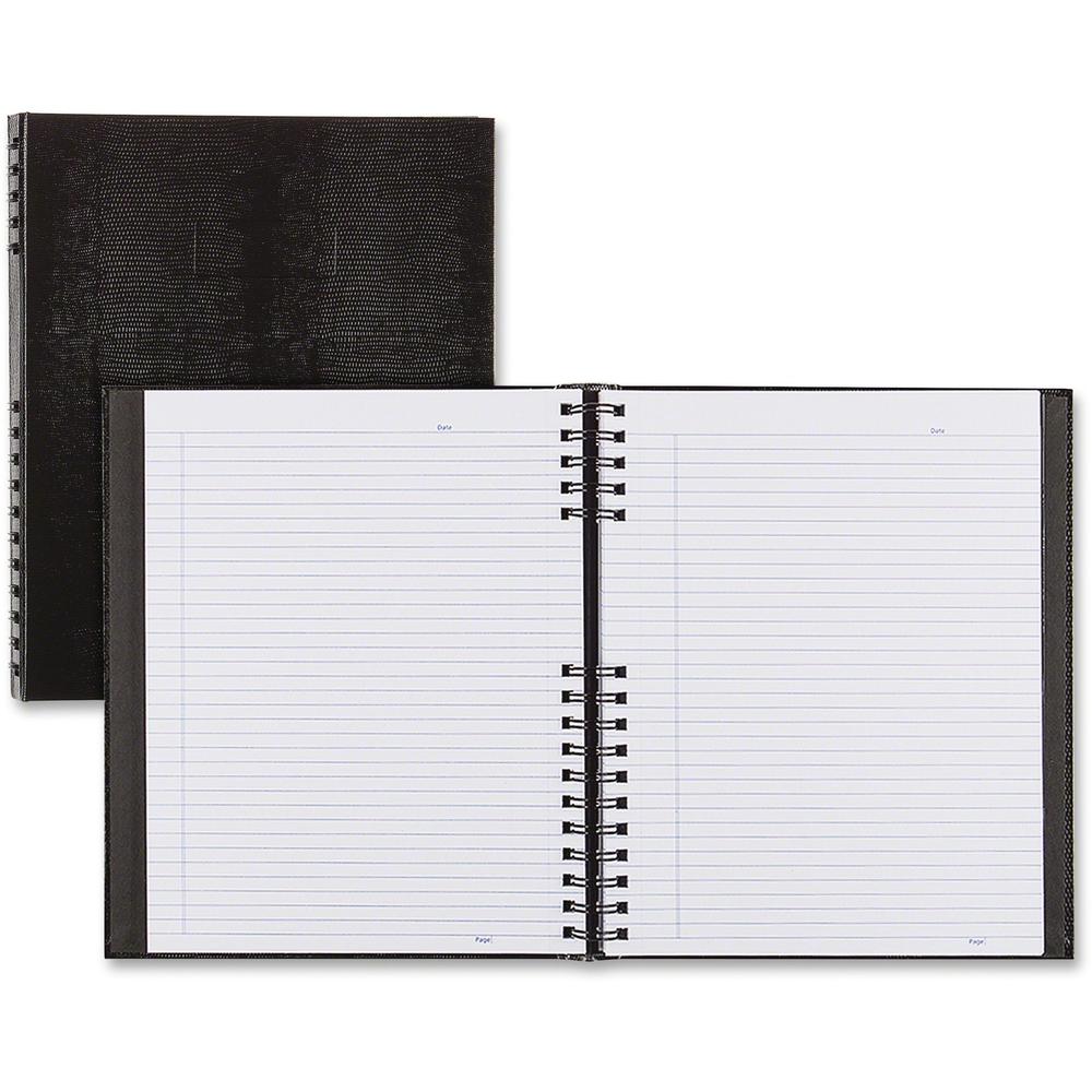 Rediform NotePro Twin - wire Composition Notebook - Letter - 150 Sheets - Twin Wirebound - 8 1/2" x 11" - White Paper - Black Cover Lizard - Micro Perforated, Self-adhesive, Pocket, Index Sheet, Acid-. The main picture.