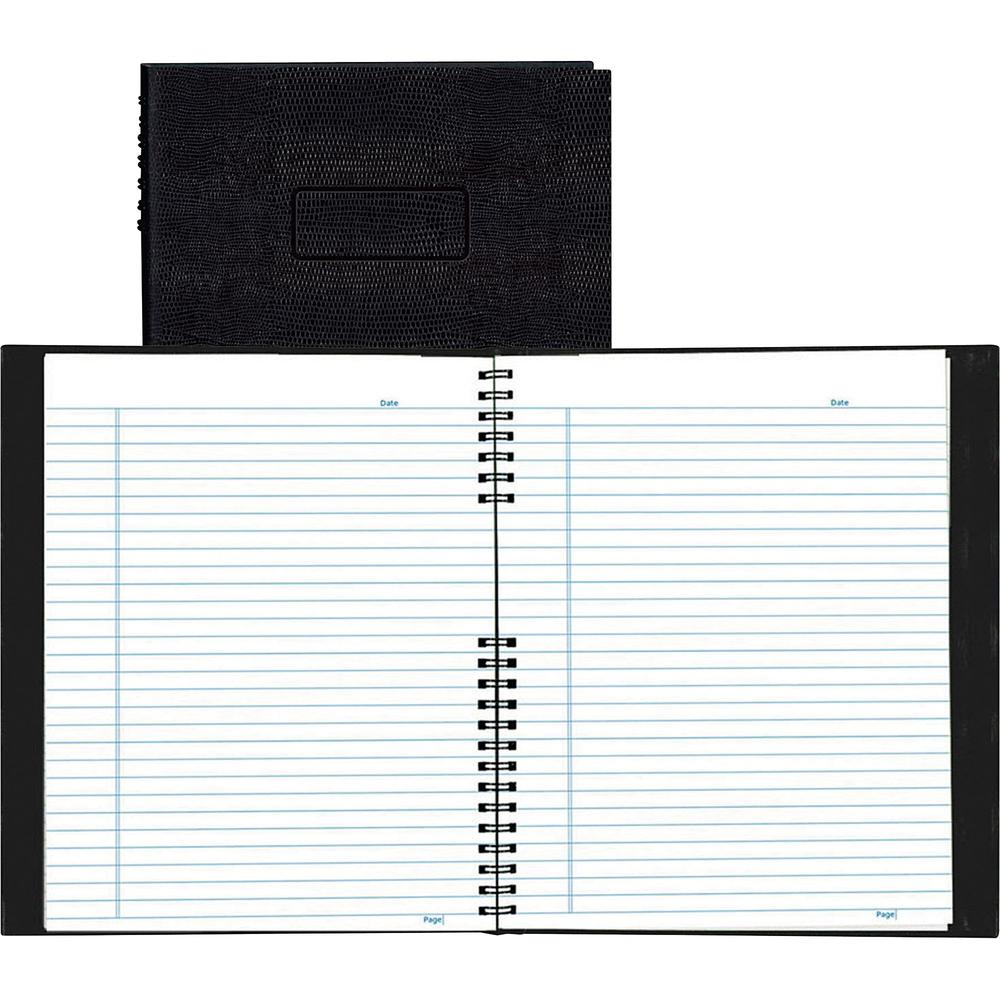 Rediform NotePro Twin - wire Composition Notebook - Letter - 200 Sheets - Twin Wirebound - 8 1/2" x 11" - White Paper - Black Cover Lizard - Micro Perforated, Self-adhesive, Pocket, Index Sheet, Acid-. Picture 1