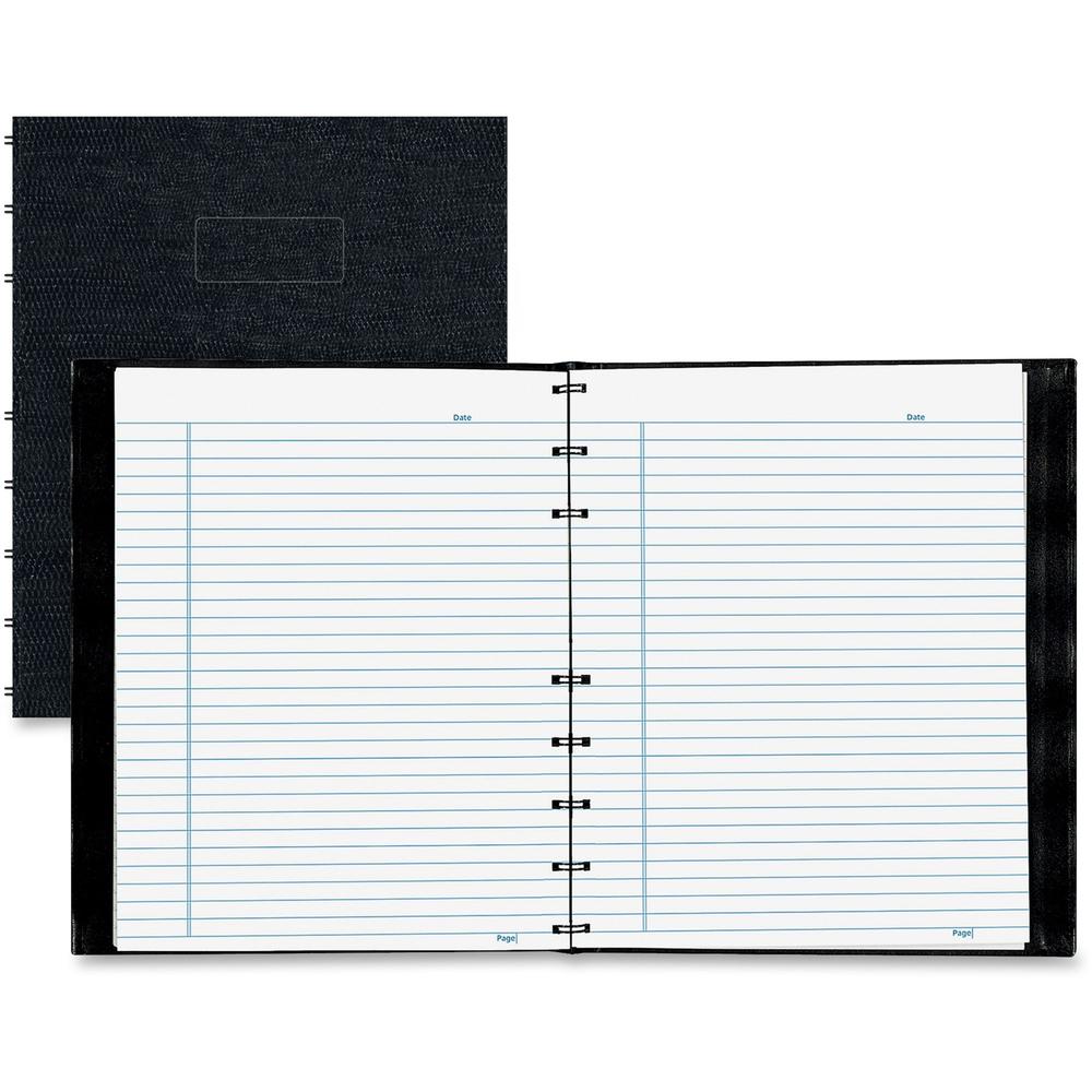Rediform NotePro Twin-wire Composition Notebook - 150 Sheets - Twin Wirebound - 7 1/4" x 9 1/4" - White Paper - Black Lizard Cover - Micro Perforated, Self-adhesive, Pocket, Index Sheet, Acid-free, Ha. Picture 1