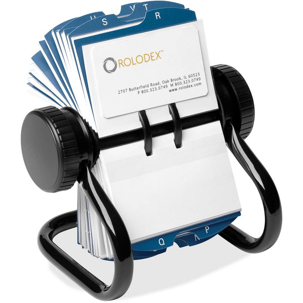 Rolodex Rotary A-Z Index Business Card Files - 400 Card Capacity - For 2.63" x 4" Size Card - 24 Index Guide - Black. Picture 1