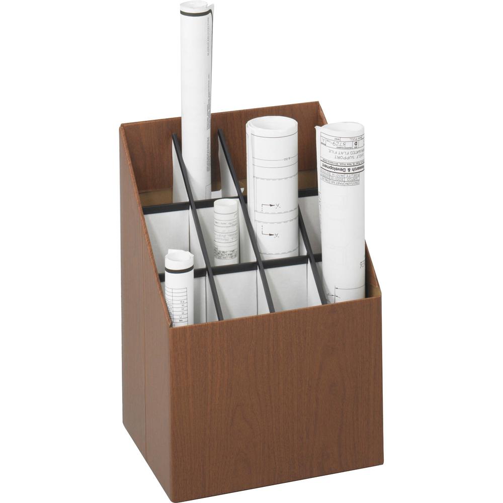 Safco Upright Roll Storage Files - Wood Grain - Plastic, Fiberboard - 1 Each. Picture 1