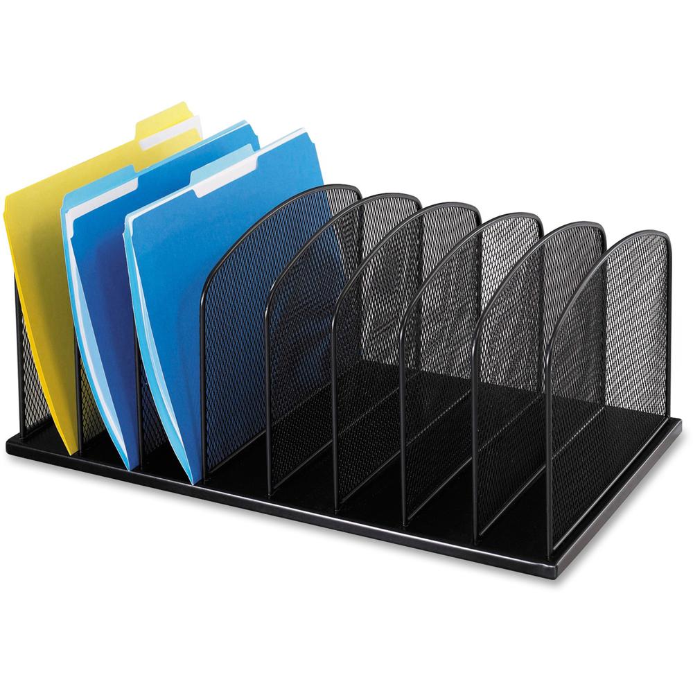 Safco Mesh Desk Organizers - 8 Compartment(s) - 2" - 8.3" Height x 19.3" Width x 11.5" DepthDesktop - Powder Coated - Black - Steel - 1 Each. Picture 1