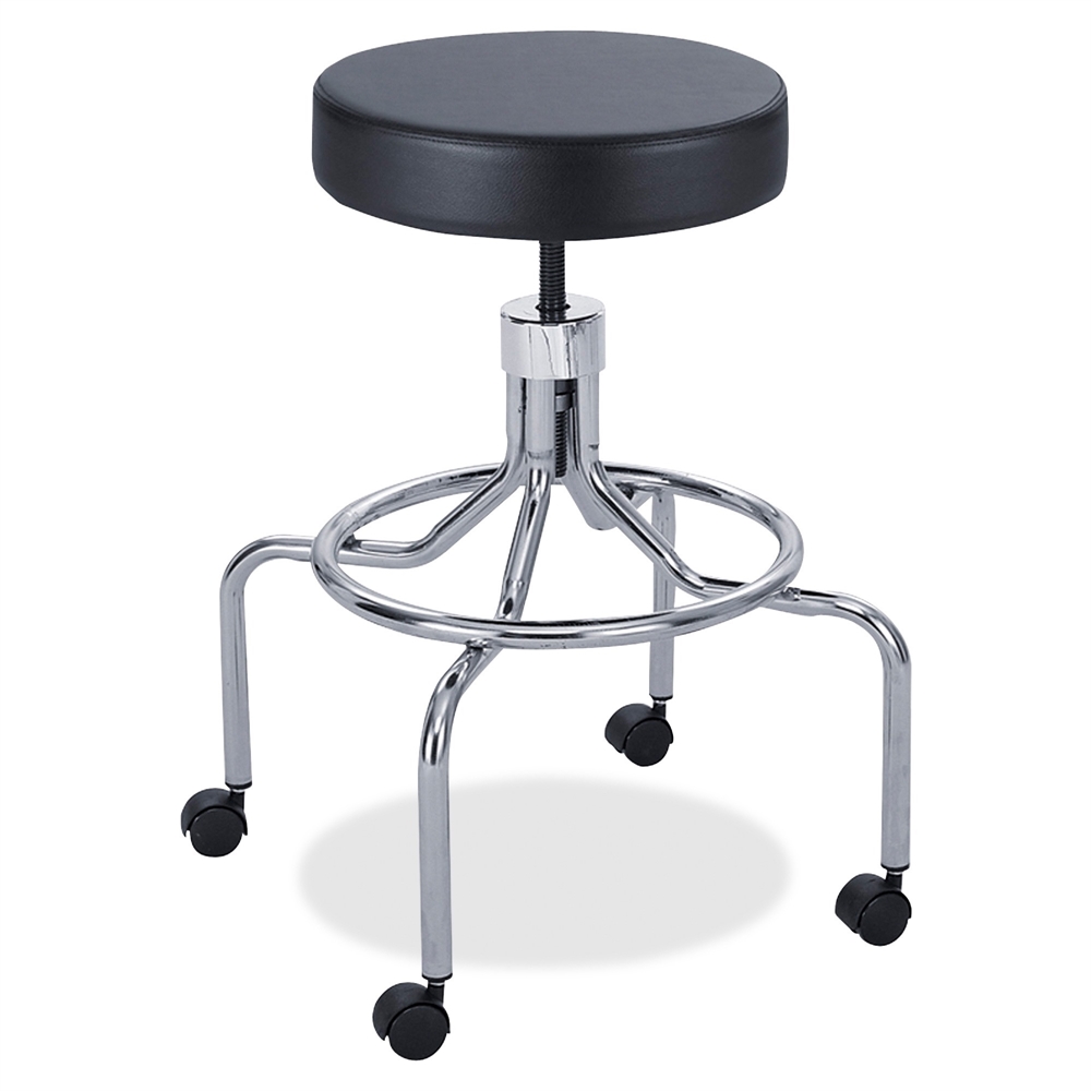 Safco High Base Screw Lift Lab Stool - 250 lb Load Capacity - 25" x 25" x 33" - Black. The main picture.