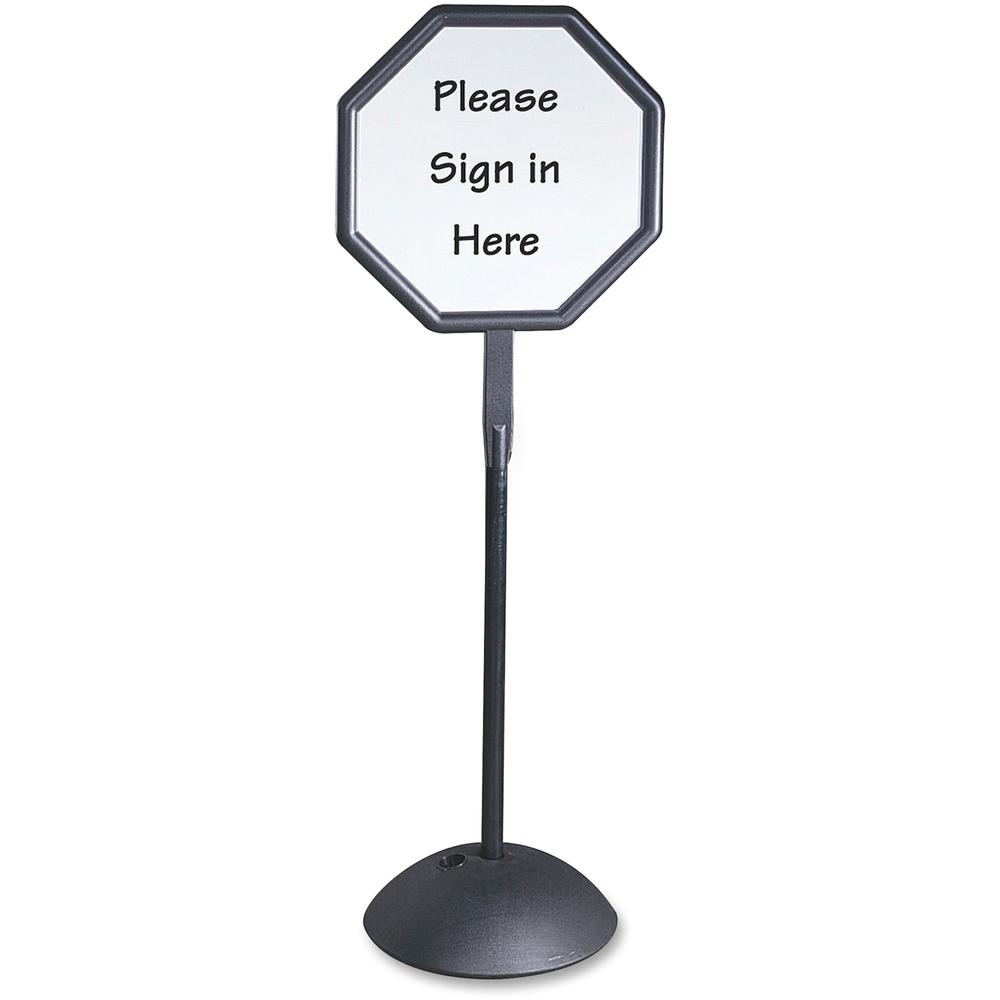 Safco Write Way Dual-sided Directional Sign - 1 Each - 22.5" Width x 65" Height x 18" Depth - Octagonal Shape - Both Sides Display, Magnetic, Durable - Steel - Indoor, Outdoor, Office - Black. Picture 1
