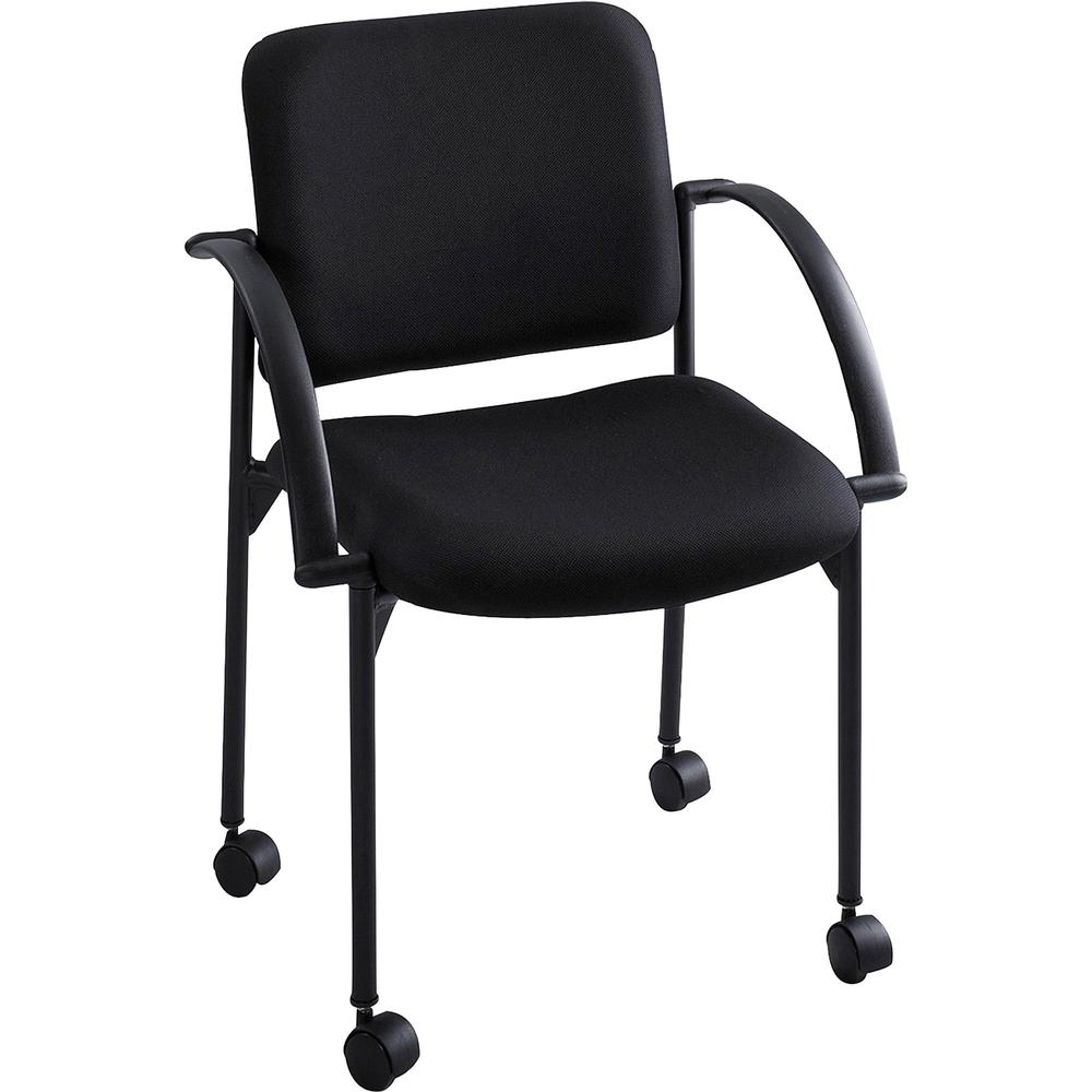 Safco Moto Stack Chair - Black Polyester Seat - Black Steel Frame - 17.50" Seat Width x 17" Seat Depth - 23.5" Width x 23.5" Depth x 33" Height - 2 / Carton. Picture 2