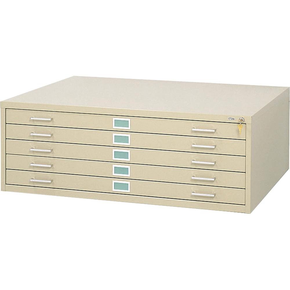 Safco 5-Drawer Steel Flat File - 41.4" x 16.5" x 53.4" - 5 x Drawer(s) for File - Stackable - Tropic Sand - Powder Coated - Steel - Recycled. Picture 1