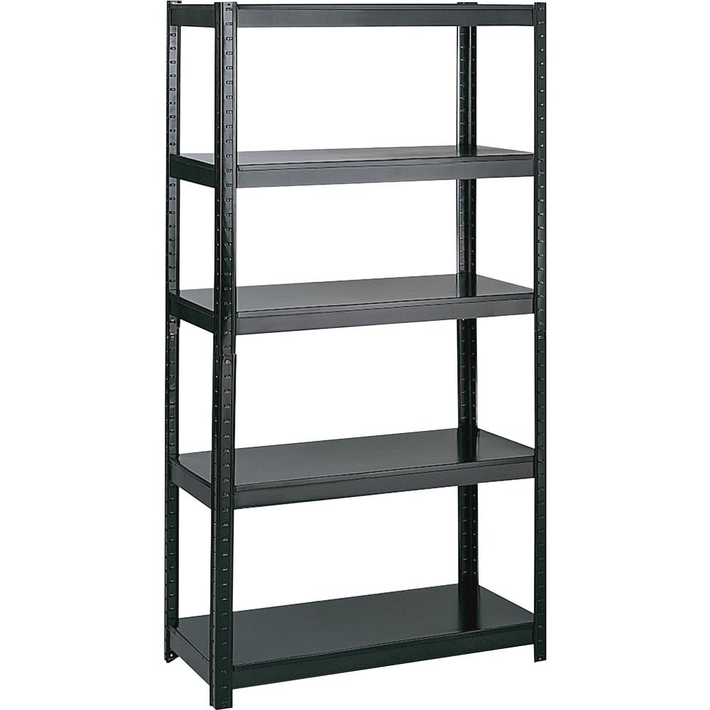 Safco Boltless Steel Shelving - 36" x 18" x 72" - 5 x Shelf(ves) - 1000 lb Load Capacity - Durable - Black - Powder Coated - Assembly Required. Picture 1