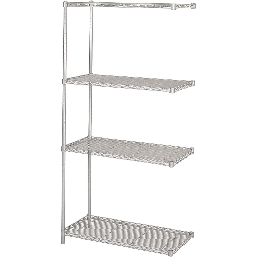 Safco Add-On Unit - 36" x 18" - 4 x Shelf(ves) - 1250 lb Load Capacity - Gray - Powder Coated. Picture 1
