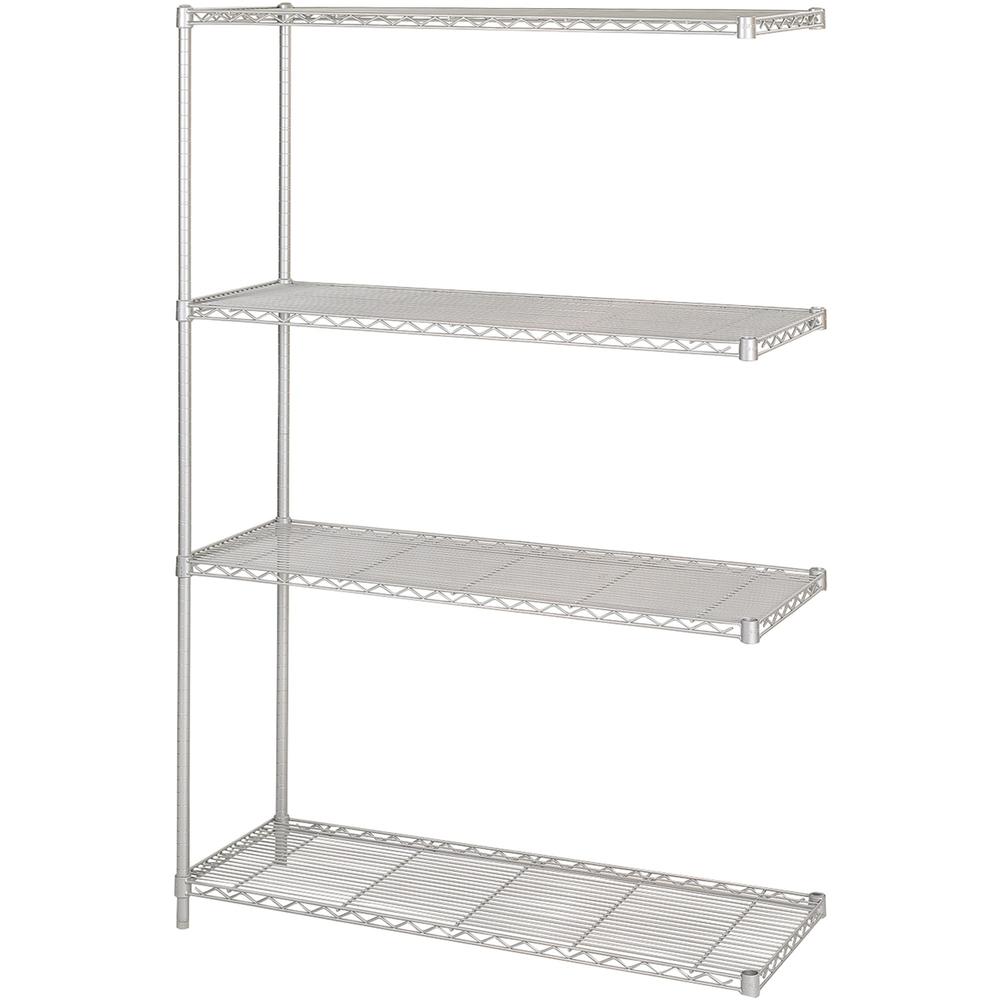 Safco Add-On Unit - 48" x 18" x 72" - 4 x Shelf(ves) - 1000 lb Load Capacity - Gray - Powder Coated - Steel. Picture 1