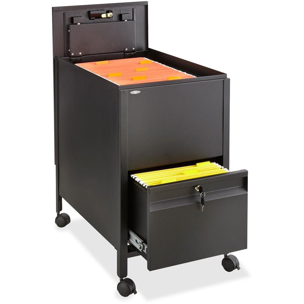 Safco Rollaway Mobile File Cart - 300 lb Capacity - 4 Casters - 2" Caster Size - Steel - x 17" Width x 26" Depth x 28" Height - Black - 1 Each. The main picture.