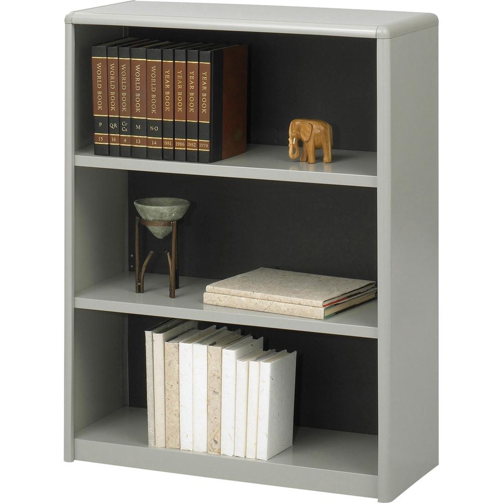 Safco ValueMate Bookcase - 31.8" x 13.5" x 41" - 3 x Shelf(ves) - Gray - Steel, Fiberboard, Plastic - Assembly Required. Picture 1
