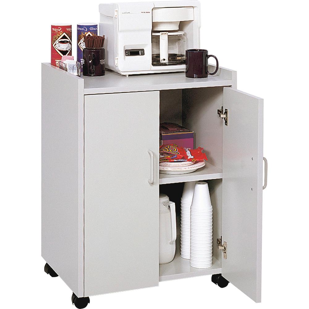 Safco Mobile Refreshment Utility Cart - 200 lb Capacity - 4 Casters - 2" Caster Size - Wood - x 18" Width x 23" Depth x 31" Height - Gray - 1 Each. Picture 1