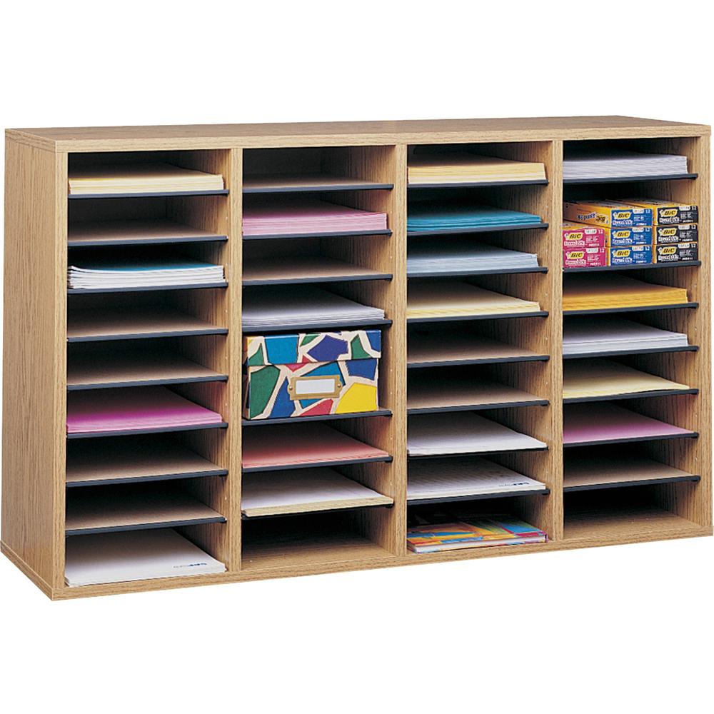 Safco Adjustable Shelves Literature Organizers - 36 Compartment(s) - Compartment Size 2.50" x 9" x 11.50" - 24" Height x 39.4" Width x 11.8" Depth - Wood - 1 Each. The main picture.