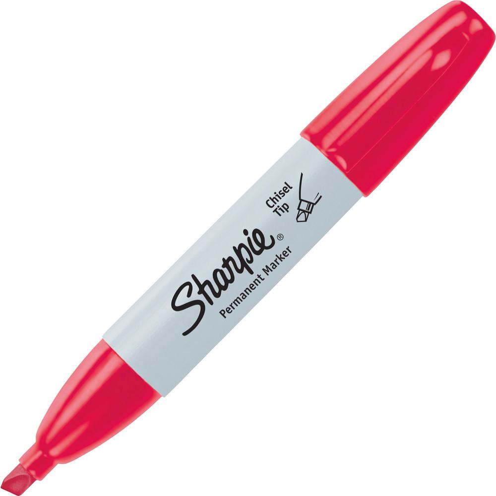 Sharpie Large Barrel Permanent Markers - Wide Marker Point - Chisel Marker Point Style - Red Alcohol Based Ink - 1 Dozen. The main picture.