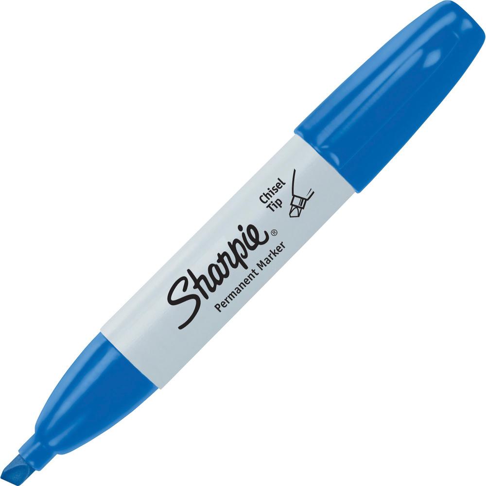 Sharpie Large Barrel Permanent Markers - Wide Marker Point - Chisel Marker Point Style - Blue Alcohol Based Ink - 1 Dozen. Picture 1