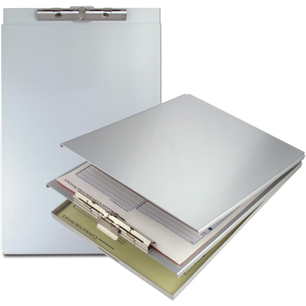 Saunders Top-Opening Storage Clipboard - 1.50" Clip Capacity - Top Opening - 8 1/2" x 12" - Aluminum - Silver - 1 Each. Picture 1