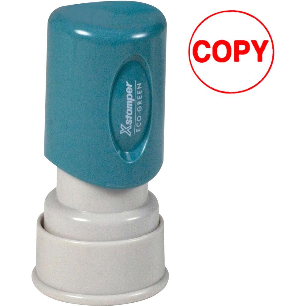 Xstamper Pre-Inked COPY Stamp - Message Stamp - "COPY" - 0.63" Impression Diameter - Red - Recycled - 1 Each. Picture 1