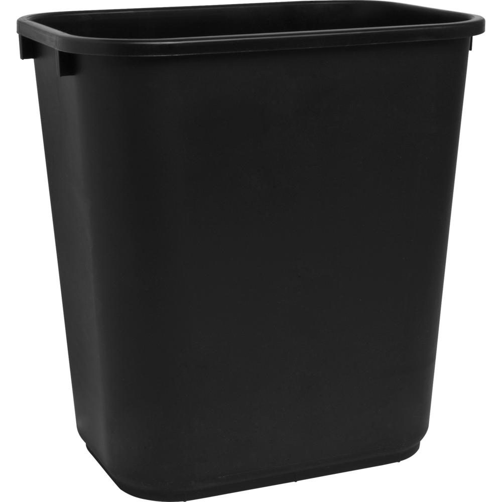 Sparco Rectangular Wastebasket - 7 gal Capacity - Rectangular - 15" Height x 14.5" Width x 10.5" Depth - Polyethylene - Black - 1 Each. The main picture.