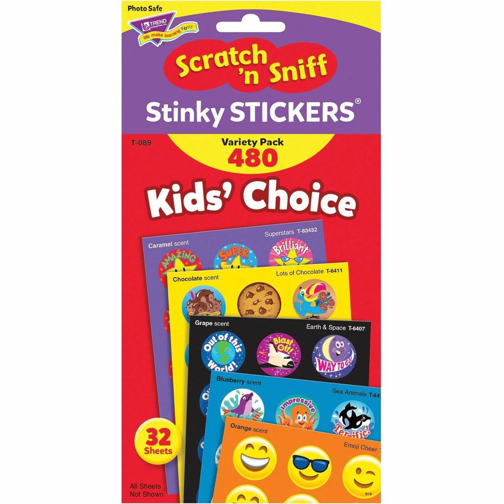 Trend Stinky Stickers Super Saver Variety Pack - Self-adhesive - Acid-free, Non-toxic, Photo-safe - Assorted - Paper - 480 / Pack. The main picture.