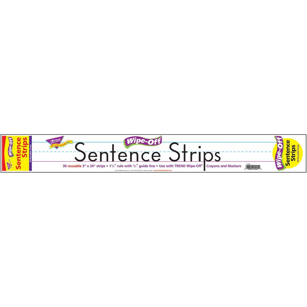 Trend Wipe-Off Sentence Strips - Skill Learning: Writing, Word, Spelling - 30 / Pack. Picture 1