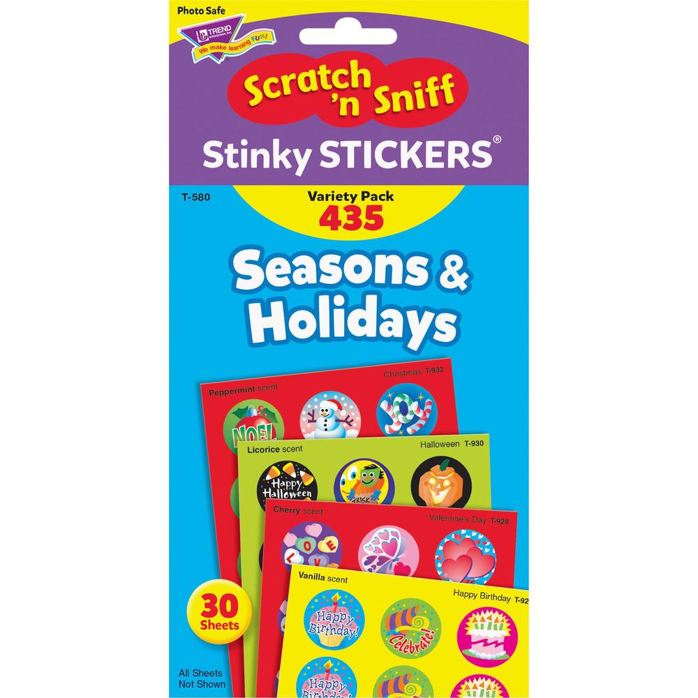 Trend Seasons & Holidays Stickers - 432 x Varied Shape - Self-adhesive - Acid-free, Non-toxic, Photo-safe - Assorted - Paper - 432 / Pack. Picture 1