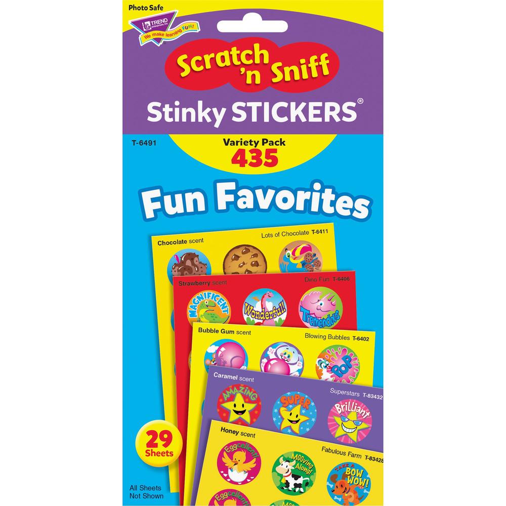 Trend Fun & Fancy Jumbo Pack Stickers - 432 x Round Shape - Self-adhesive - Acid-free, Non-toxic, Photo-safe, Scented - Assorted, Multicolor - Paper - 432 / Pack. Picture 1