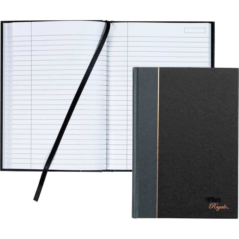 TOPS Royal Executive Business Notebooks - 96 Sheets - Spiral - 20 lb Basis Weight - 5 7/8" x 8 1/4" - White Paper - Gray Binding - Black, Gray Cover - Hard Cover, Ribbon Marker, Heavyweight, Index She. Picture 1