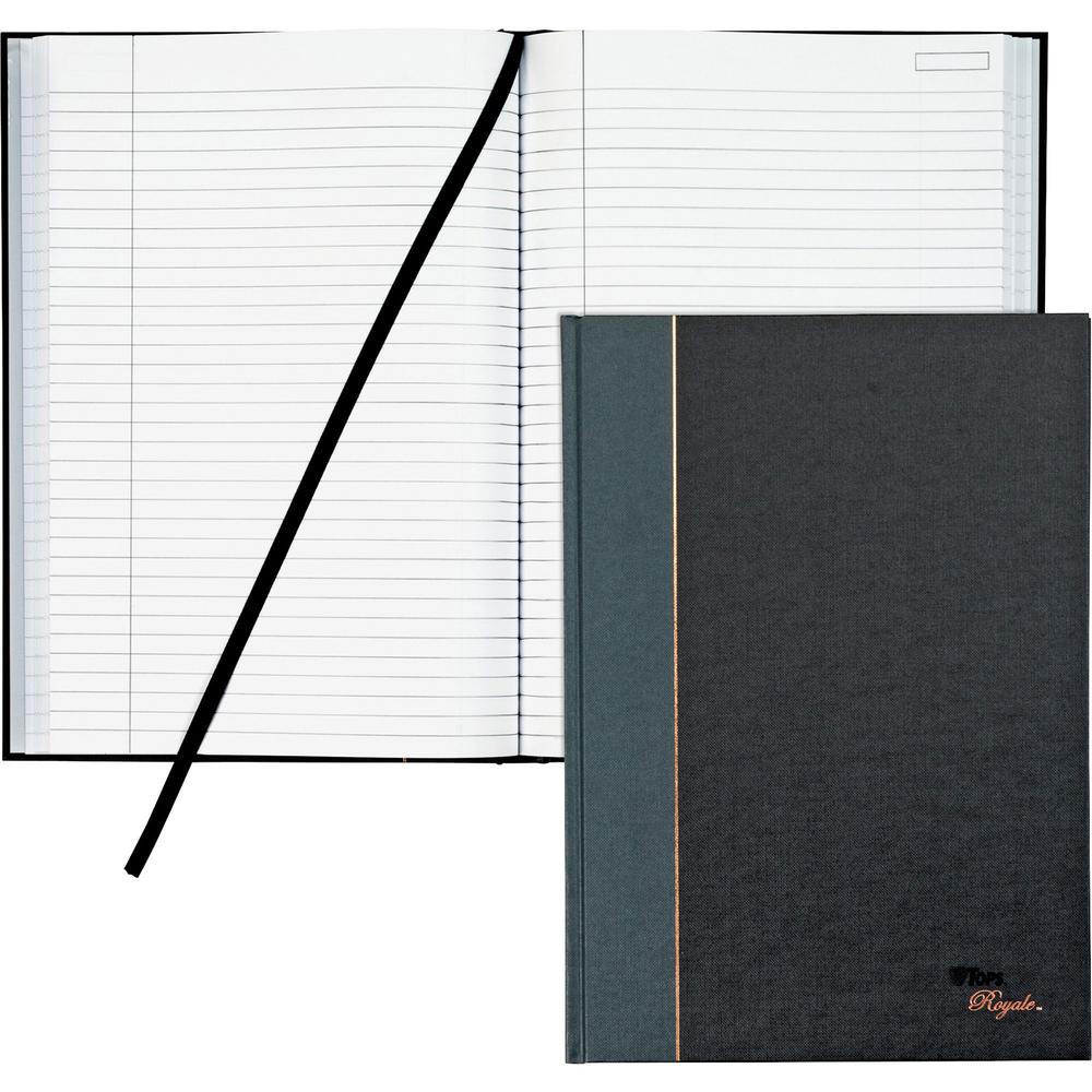 TOPS Royal Executive Business Notebooks - 96 Sheets - Spiral - 20 lb Basis Weight - 8 1/4" x 11 3/4" - White Paper - Gray Binding - Black, Gray Cover - Hard Cover, Ribbon Marker, Heavyweight, Index Sh. The main picture.