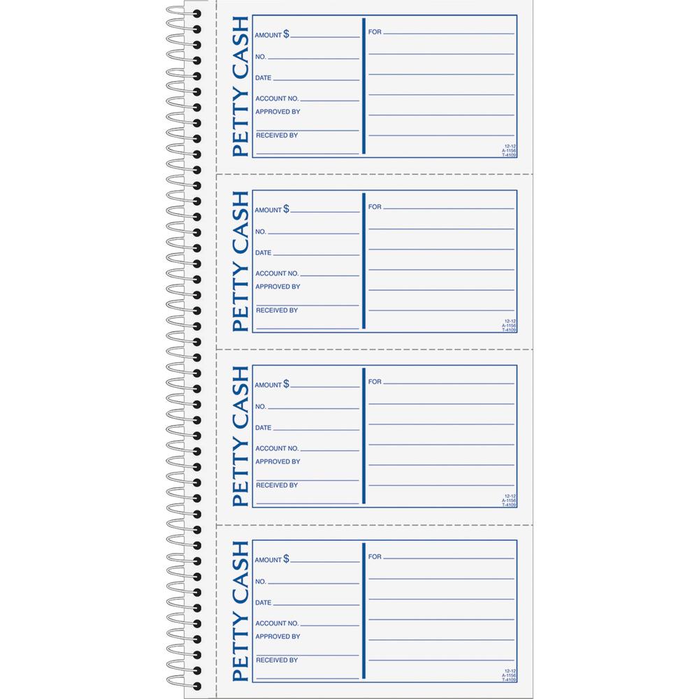 TOPS Duplicate Petty Cash Book - Wire Bound - 2 PartCarbonless Copy - 2.75" x 5" Form Size - 5.50" x 11" Sheet Size - White, Yellow - Blue, Red Print Color - 1 Each. The main picture.