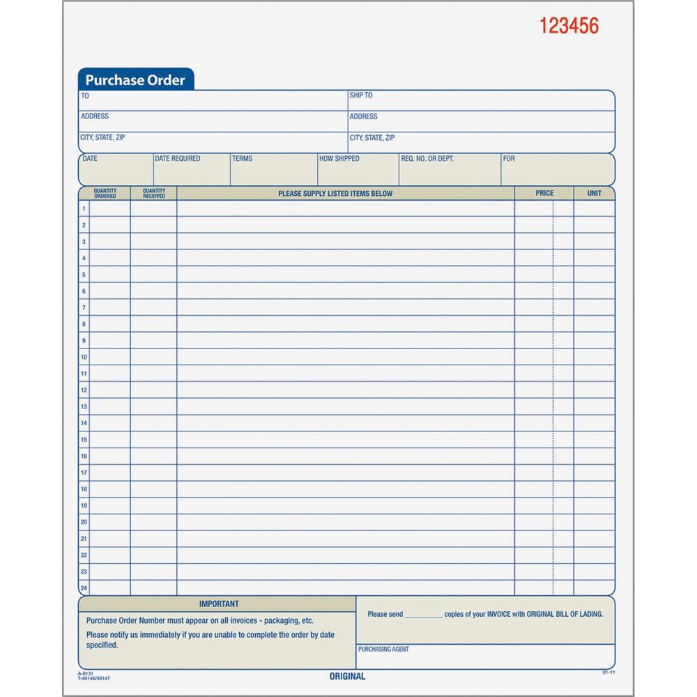 TOPS Carbonless 2-Part Purchase Order Books - 50 Sheet(s) - Wire Bound - 2 PartCarbonless Copy - 8.38" x 10.19" Sheet Size - Assorted Sheet(s) - 1 Each. Picture 1