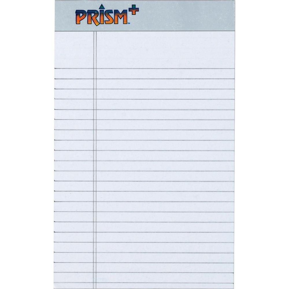 TOPS Prism Plus Legal Pads - Jr.Legal - 50 Sheets - 0.28" Ruled - 16 lb Basis Weight - Jr.Legal - 5" x 8" - Gray Paper - Perforated, Hard Cover, Rigid, Easy Tear - 12 / Pack. Picture 1