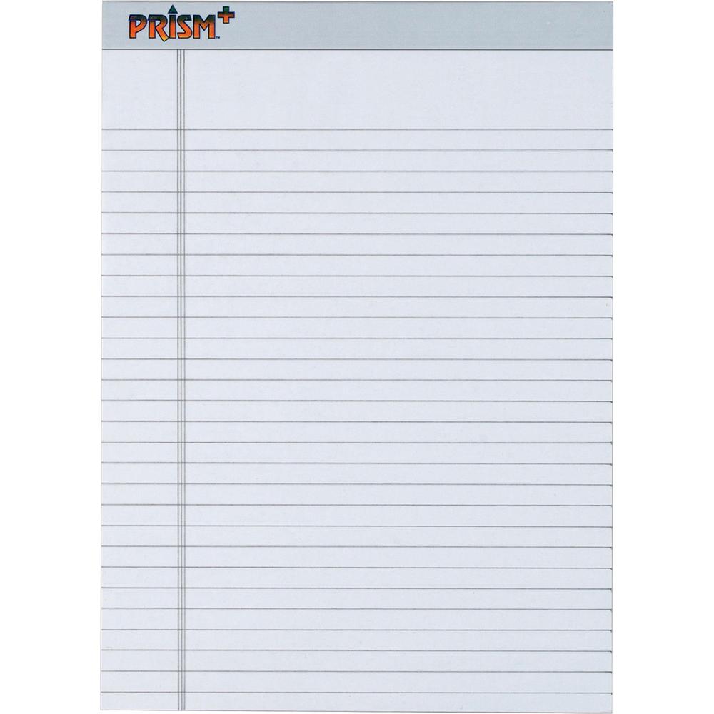 TOPS Prism Plus Colored Paper Pads - 50 Sheets - 0.34" Ruled - 16 lb Basis Weight - 8 1/2" x 11 3/4" - Gray Paper - Perforated, Hard Cover, Rigid, Easy Tear - 12 / Pack. Picture 1