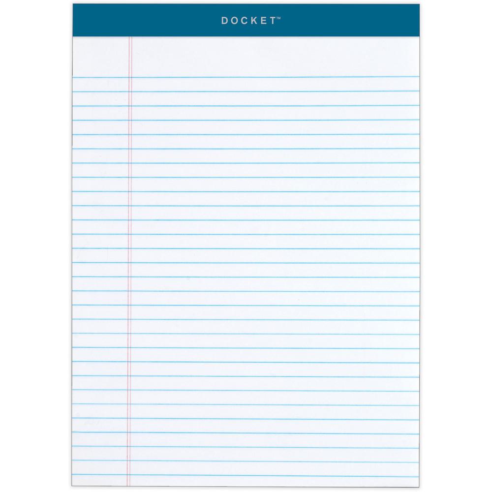 TOPS Docket Letr-Trim Legal Ruled White Legal Pads - 50 Sheets - Double Stitched - 0.34" Ruled - 16 lb Basis Weight - 8 1/2" x 11 3/4" - White Paper - Marble Green Binding - Perforated, Hard Cover, Re. Picture 1