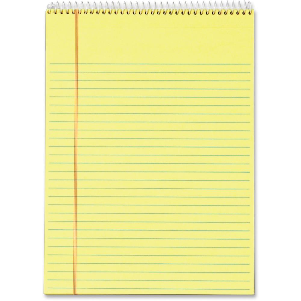TOPS Docket Perforated Wirebound Legal Pads - Letter - 70 Sheets - Wire Bound - 0.34" Ruled - 16 lb Basis Weight - 8 1/2" x 11" - 11" x 8.5" - Canary Paper - Perforated, Hard Cover, Spiral Lock, Stiff. Picture 1