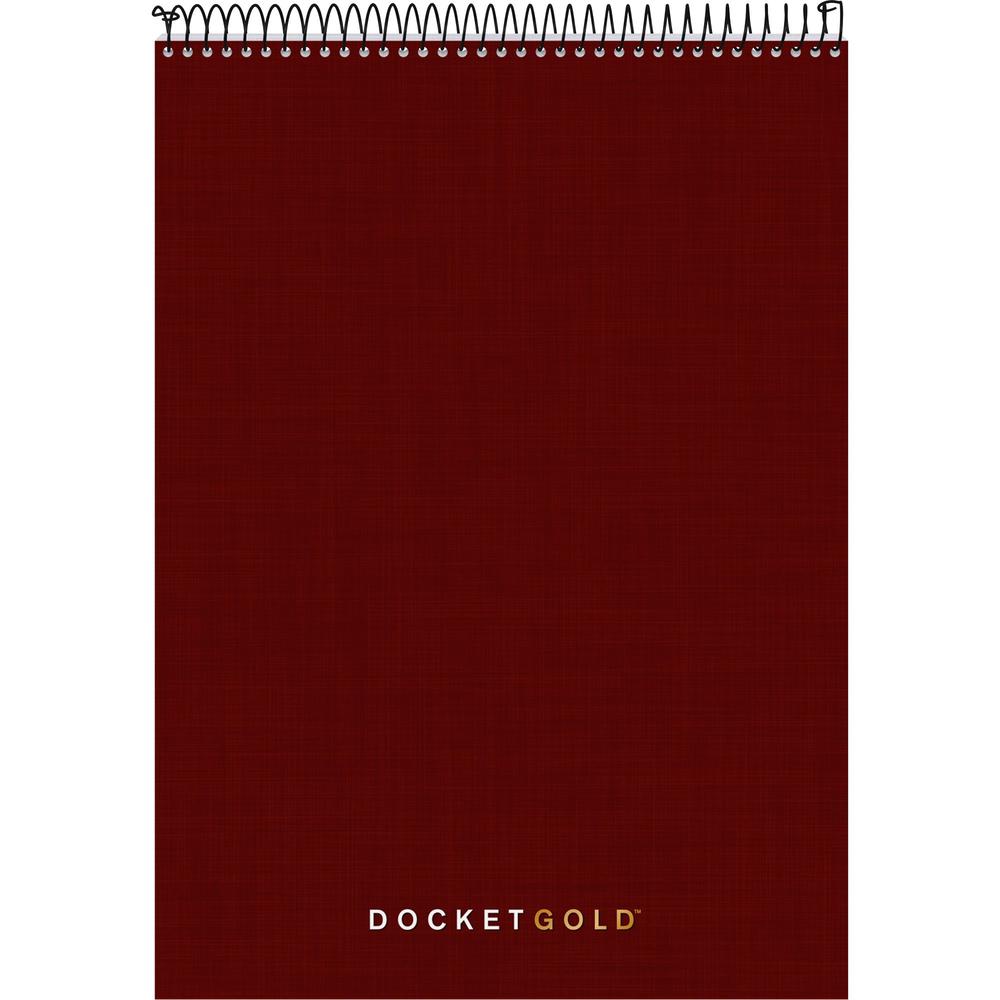 TOPS Docket Heavyweight Wirebound Planner - 70 Sheets - Wire Bound - 20 lb Basis Weight - 8 1/2" x 11 3/4" - White Paper - Burgundy Cover - Chipboard Cover - Perforated, Repositionable, Heavyweight, H. Picture 1