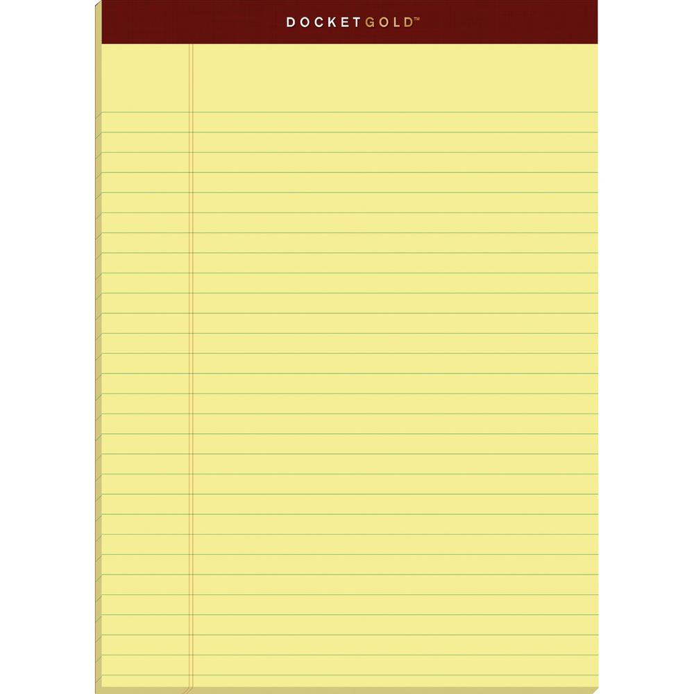 TOPS Docket Gold Legal Pads - Letter - 50 Sheets - Double Stitched - 0.34" Ruled - 20 lb Basis Weight - Letter - 8 1/2" x 11" - Canary Paper - Burgundy Binding - Perforated, Hard Cover, Heavyweight, B. Picture 1