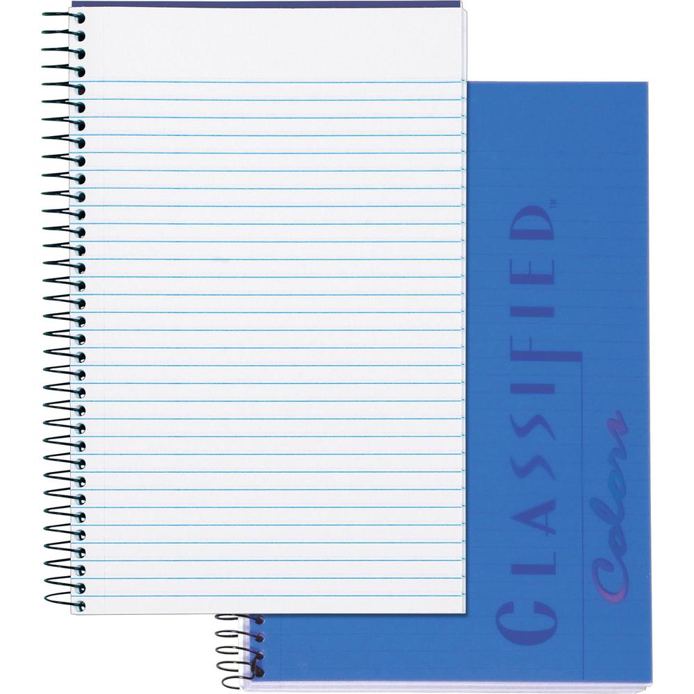 TOPS Classified Business Notebooks - 100 Sheets - 20 lb Basis Weight - 5 1/2" x 8 1/2" - Indigo Paper - Indigo Cover - Plastic Cover - Heavyweight, Perforated, Hard Cover - 1 Each. The main picture.