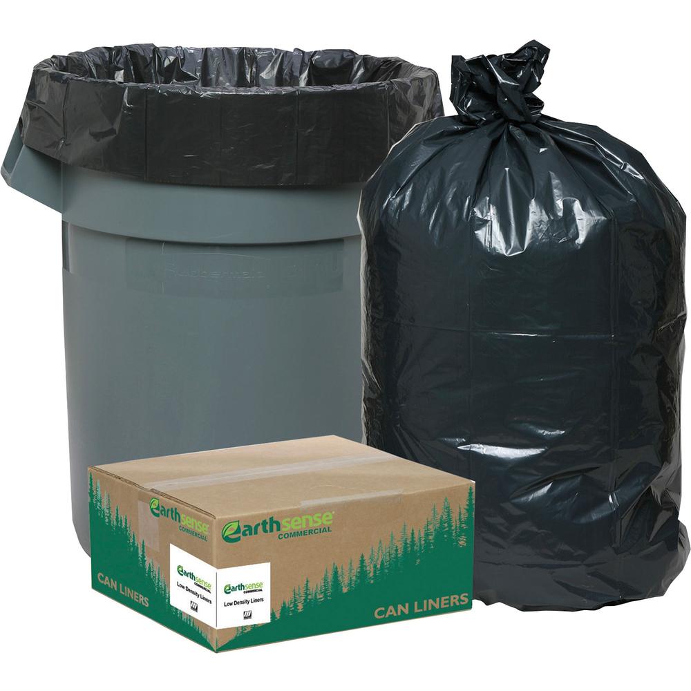 Berry Reclaim Heavy-Duty Recycled Can Liners - Small Size - 10 gal Capacity - 24" Width x 23" Length - 0.85 mil (22 Micron) Thickness - Low Density - Black - Plastic - 500/Carton - Recycled. Picture 1