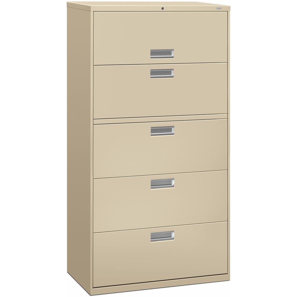 HON Brigade 600 H685 Lateral File - 36" x 18" x 67" - 5 Drawer(s) - Finish: Putty. Picture 1