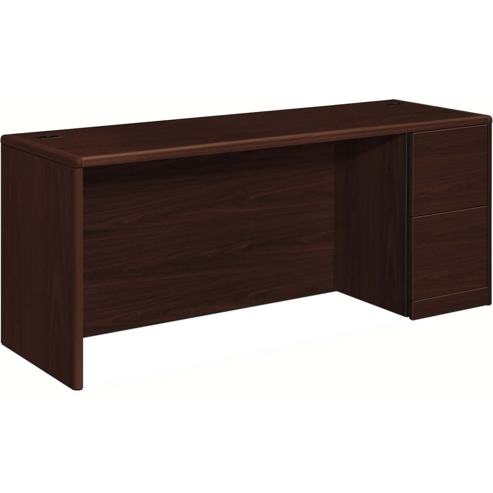 HON 10700 H10707R Pedestal Credenza - 72" x 24"29.5" - 2 x File Drawer(s)Right Side - Waterfall Edge - Finish: Mahogany. Picture 1
