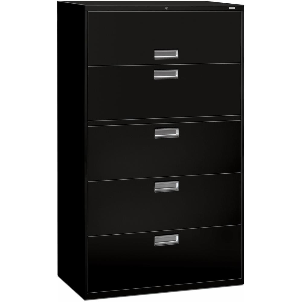 HON Brigade 600 H695 Lateral File - 42" x 18"64" - 5 Drawer(s) - Finish: Black. Picture 1