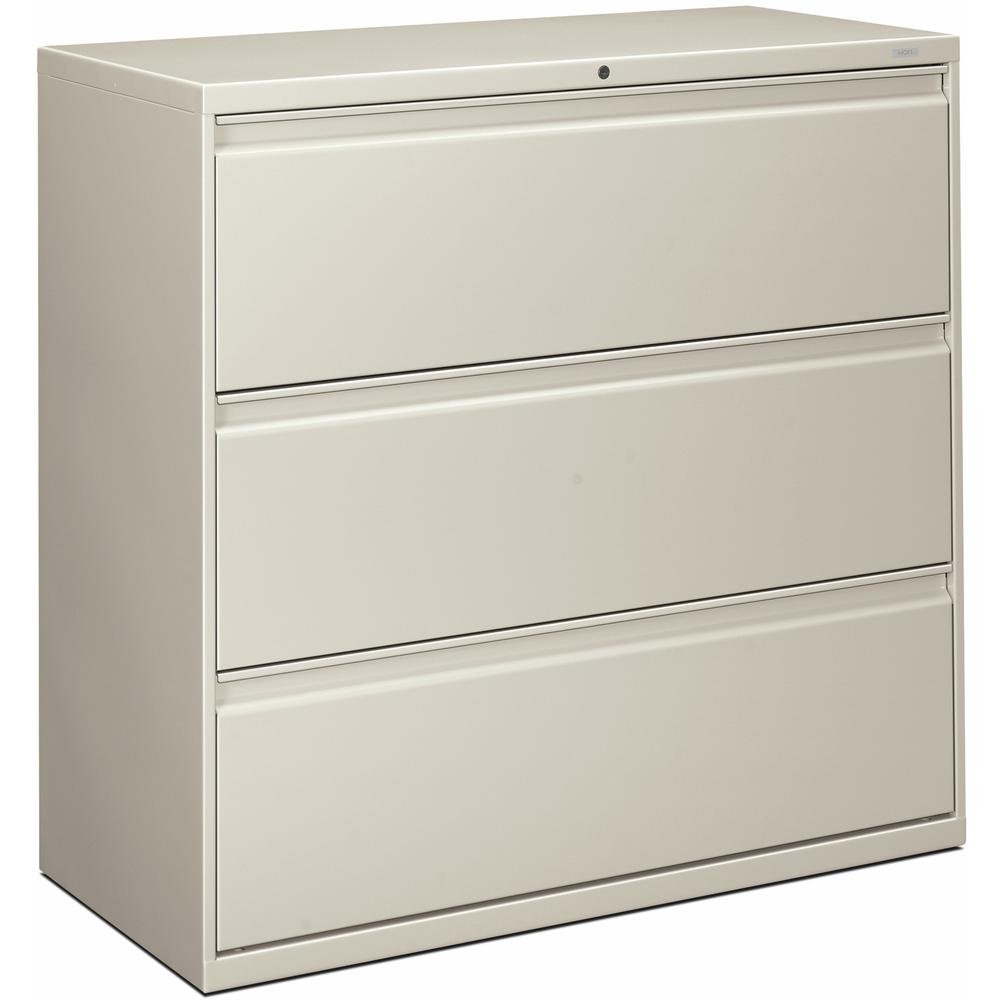 HON Brigade 800 H893 Lateral File - 42" x 18"40.9" - 3 Drawer(s) - Finish: Light Gray. Picture 1
