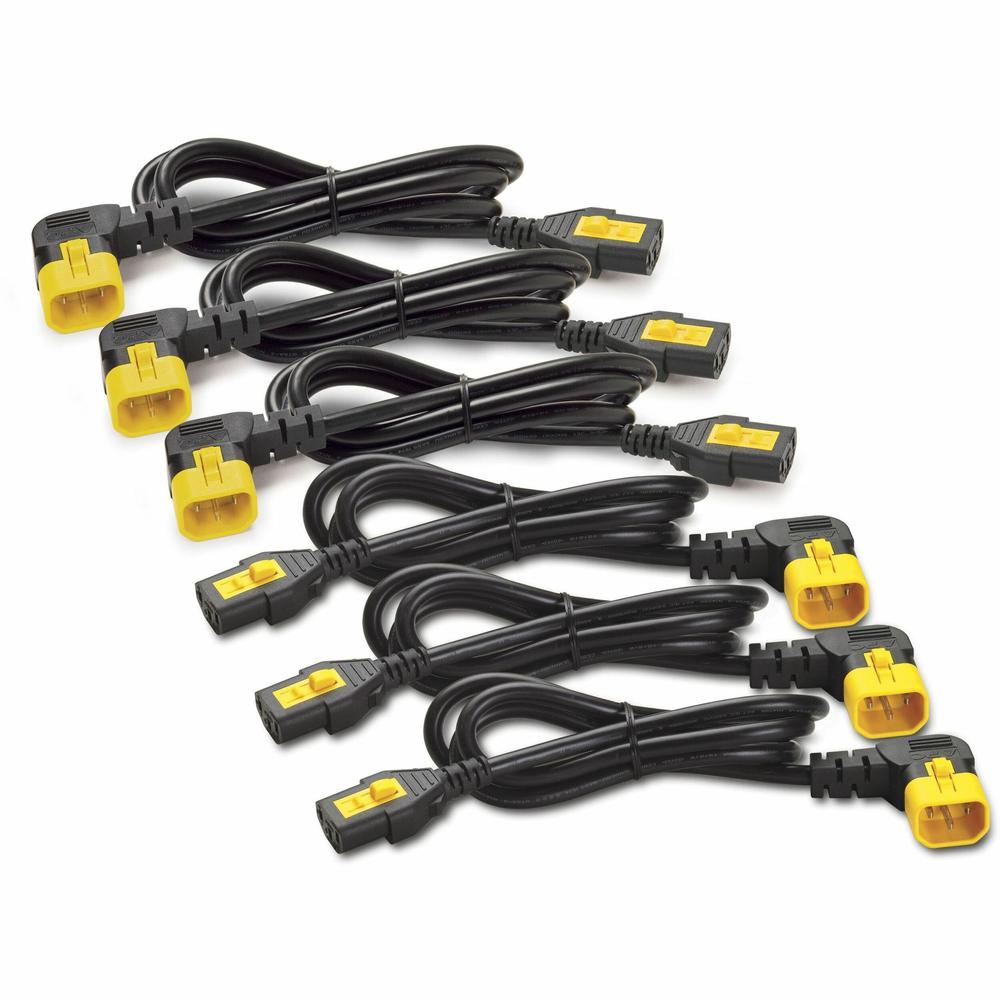 APC by Schneider Electric Power Cord Kit (6 ea), Locking, C13 to C14 (90 Degree), 1.8m, North America - For PDU - 10 A - Black - 6 ft Cord Length - IEC 60320 C14 / IEC 60320 C14 - 1. Picture 1