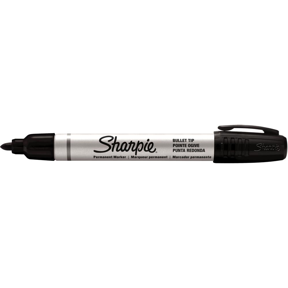 Sharpie Pro Permanent Marker - Bullet Marker Point Style - Black - Metal Barrel - 12 / Dozen. Picture 1