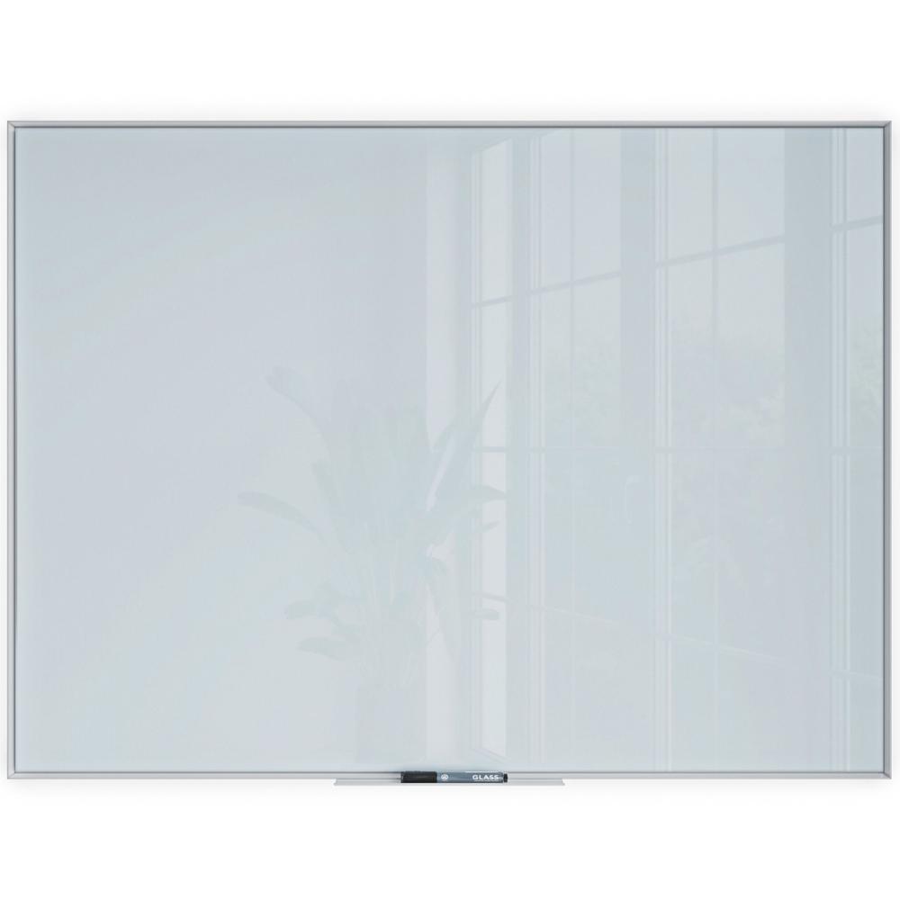 U Brands Frosted Glass Dry Erase Board - 35" (2.9 ft) Width x 47" (3.9 ft) Height - Frosted White Tempered Glass Surface - White Aluminum Frame - Rectangle - Horizontal/Vertical - 1 Each. Picture 1