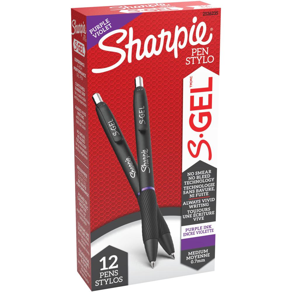 Sharpie S-Gel Pens - 0.7 mm Pen Point Size - Purple Gel-based Ink - 1 Dozen. The main picture.