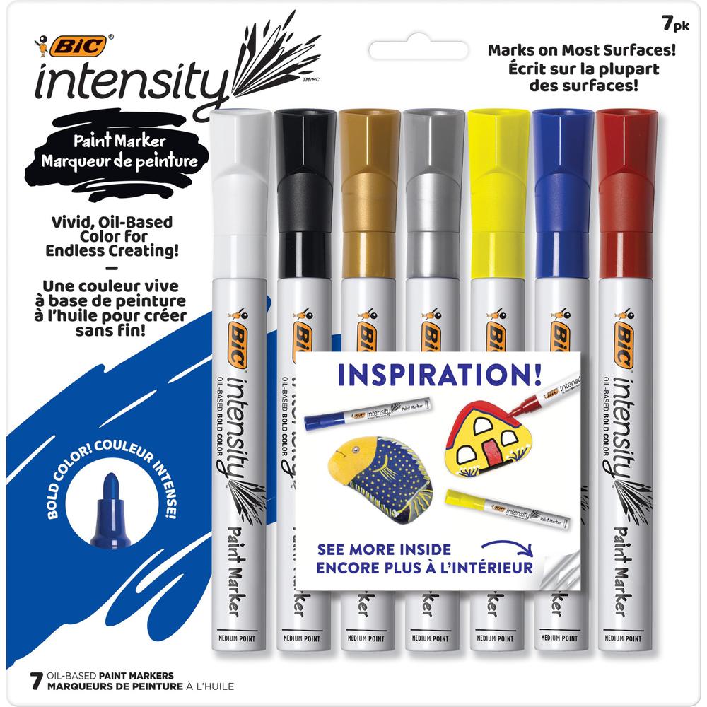 BIC Intensity Paint Marker - Bullet Marker Point Style - Assorted Oil Based Ink - 7 Pack. Picture 1
