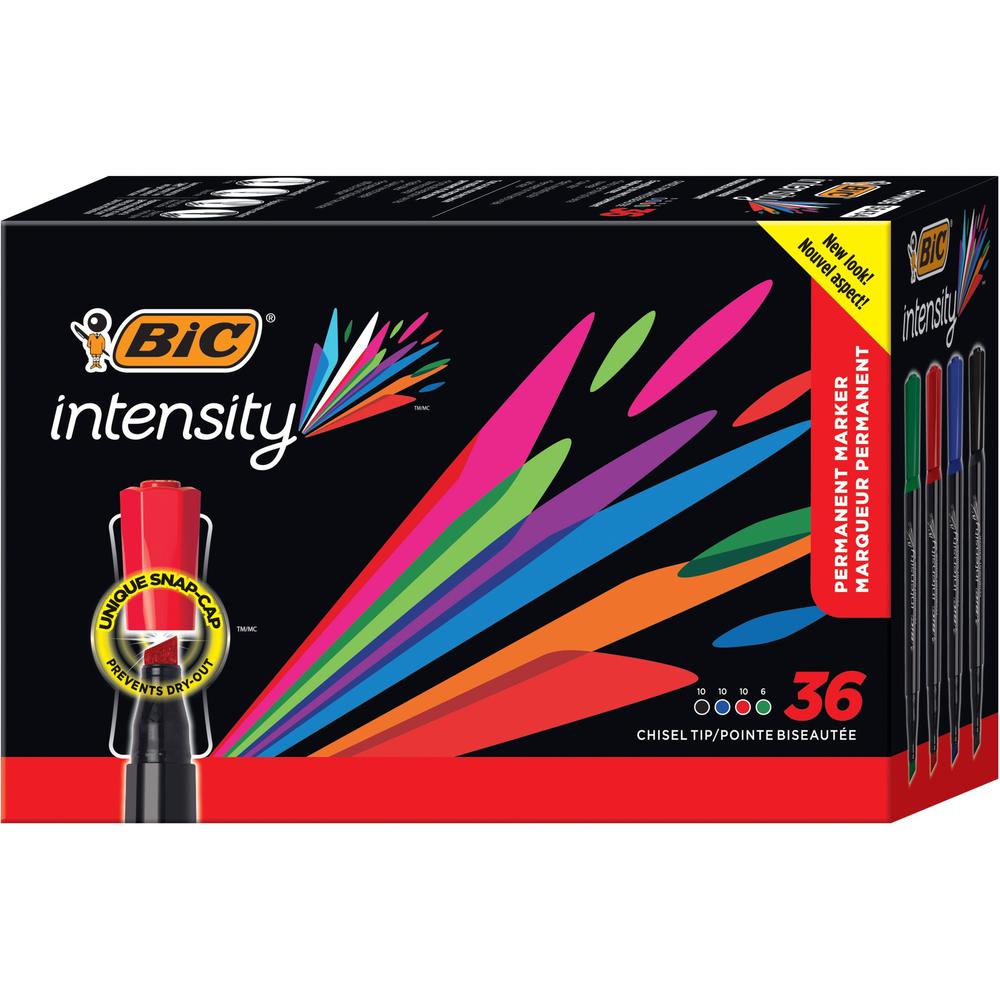 BIC Intensity Permanent Marker - Chisel Marker Point Style - Assorted - 36 Pack. Picture 1