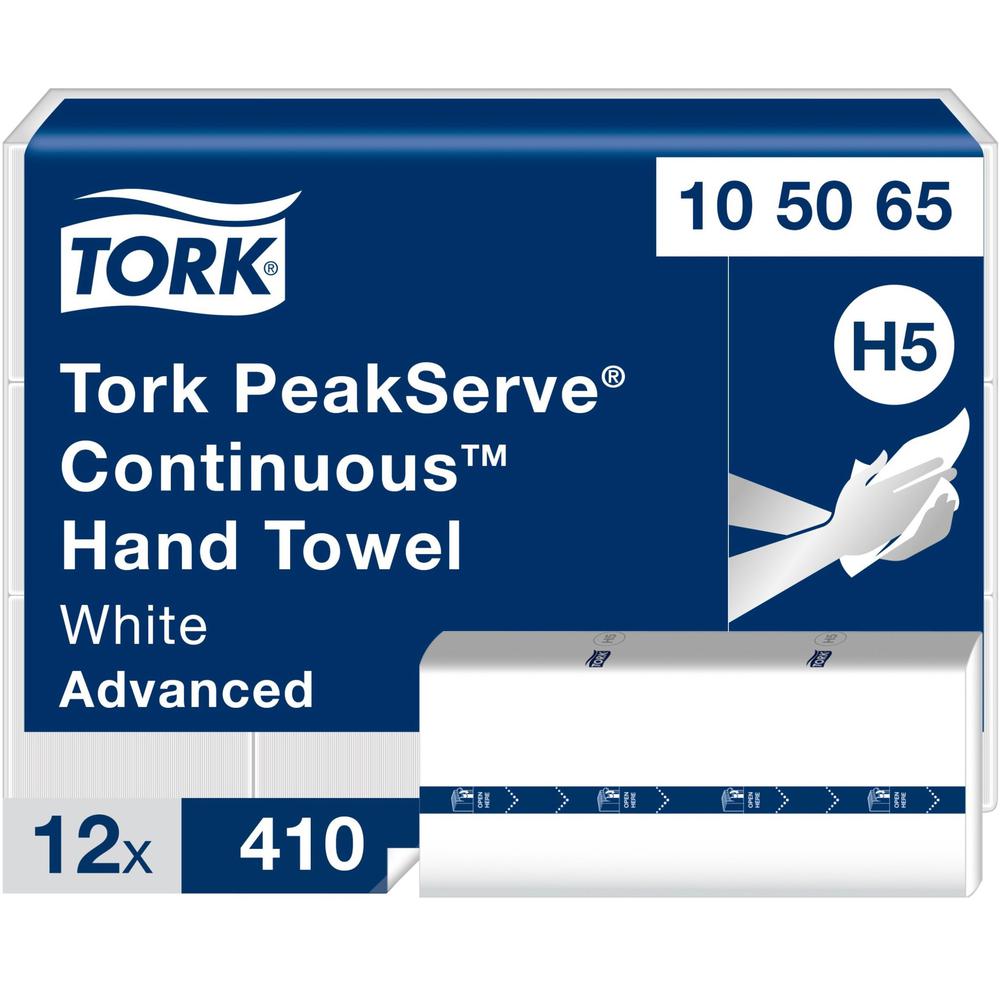 Tork PeakServe&reg; Continuous&trade; Hand Towel White H5 - Tork PeakServe&reg; Continuous&trade; Hand Towel White H5, Advanced, Compressed, 12 x 410 sheets, 105065. Picture 1